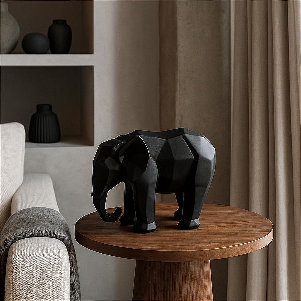 Elefante em cerâmica - Preto