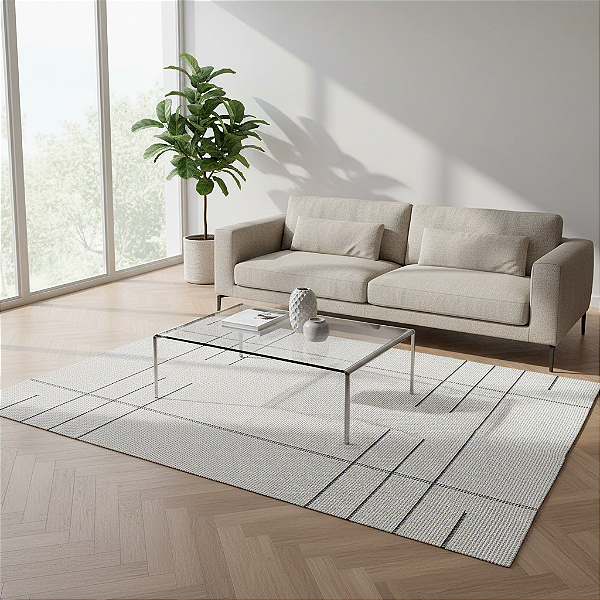 Tapete Sala 2m x 1,5m - Cru com grid black