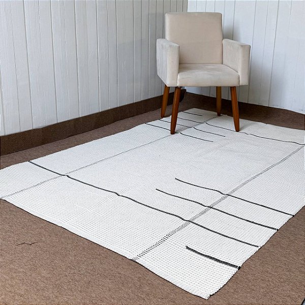Tapetão Boho 2m x 1,5m - Cru com grid black
