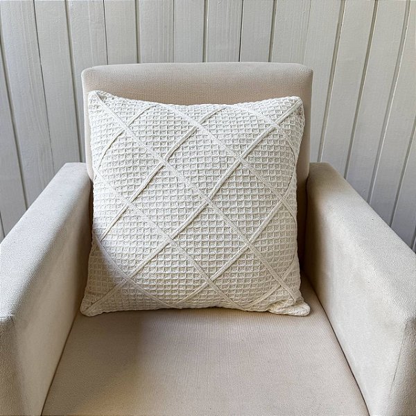 Capa de Almofada Rústica de Algodão com Trançado Cru