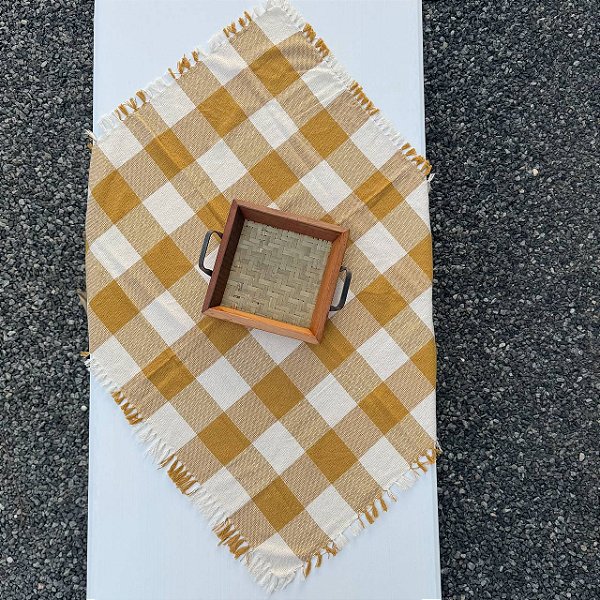 Toalha de Mesa 80cm x 80cm - Xadrez Mostarda