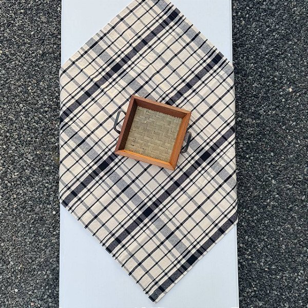 Toalha de Mesa 1,4m x 1,4m - Xadrez Preto