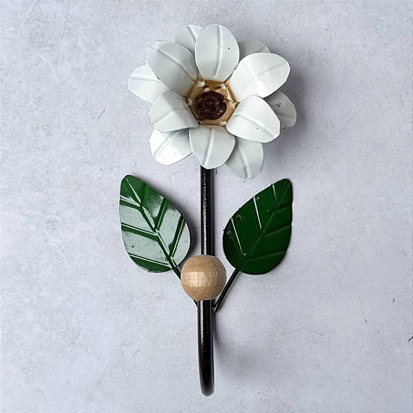 Gancho de Ferro Flor 1 ponteira - Flor Branca