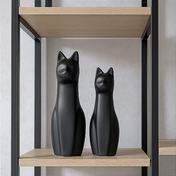 Dupla Gatos de Cerâmica - Pretos