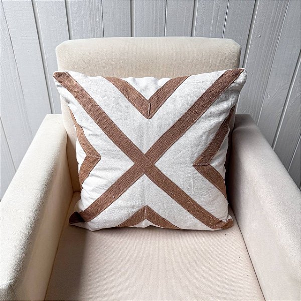 Capa de Almofada Rústica de Algodão com Trançado Caramelo