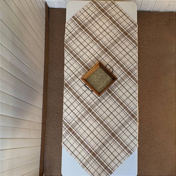 Toalha de Mesa 1,4m x 1,4m - Xadrez Camurça