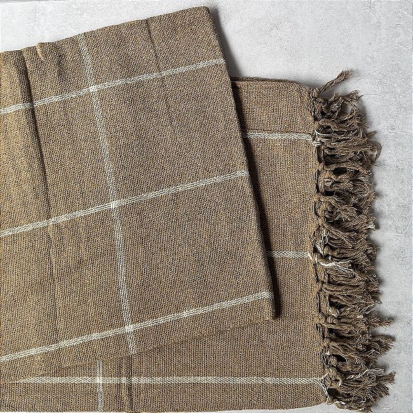 Manta G Marrom com Grid Cru - 2,20m x 2,60m