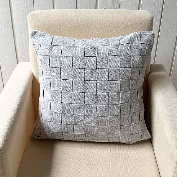 Capa de almofada trama - Cinza com verso Cru