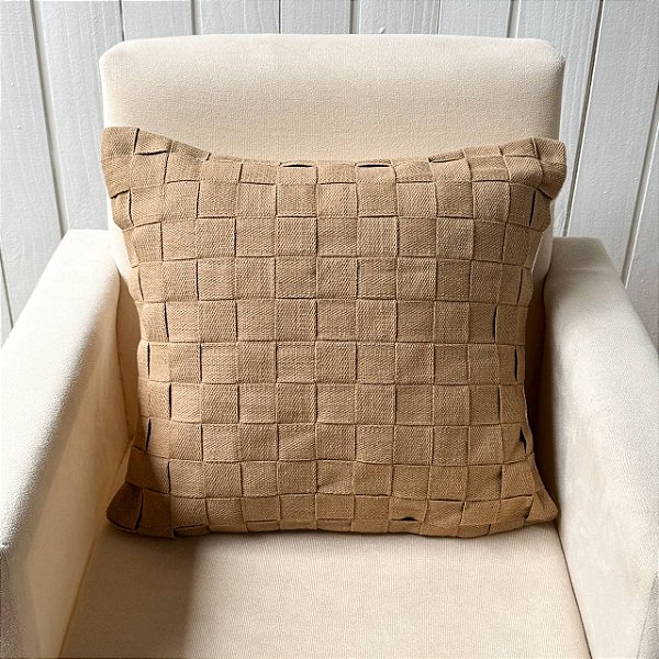 Capa de almofada trama - Caramelo com verso Cru