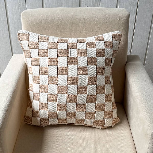 Capa de almofada trama - Caramelo com mescla Cru