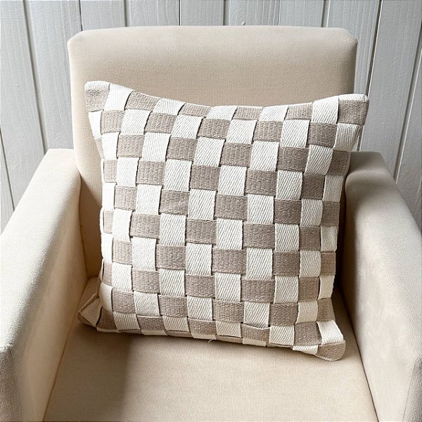 Capa de almofada trama - Cappuccino com fundo Cru