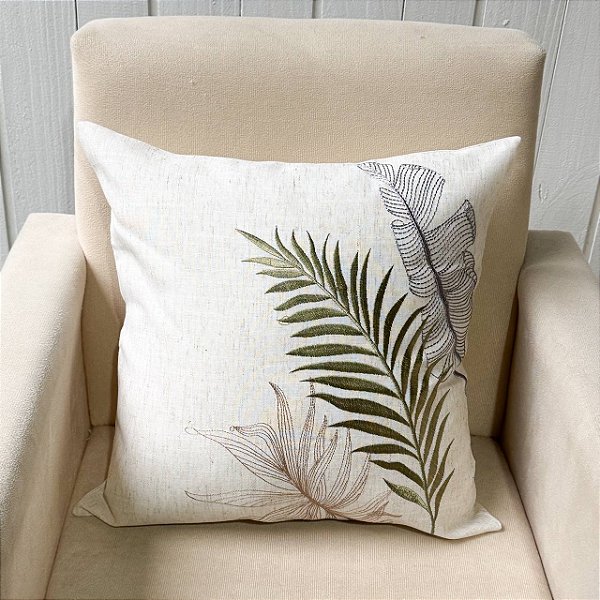 Capa de almofada bordada - 45cm x 45cm