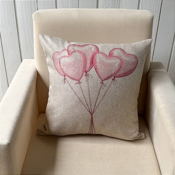 Capa de almofada Linhão - Balões Coração