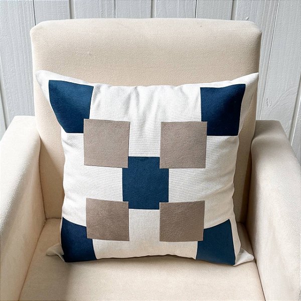 Capa de almofada Linhão - Mosaico Azul