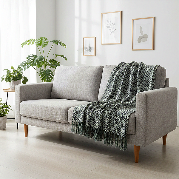 Manta Macramê - Verde Oliva