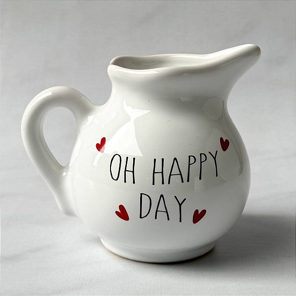 Jarro de Cerâmica - Branca "Oh happy day"