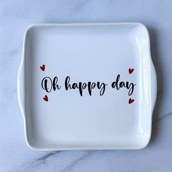 Prato Quadrado de Cerâmica - 20cm