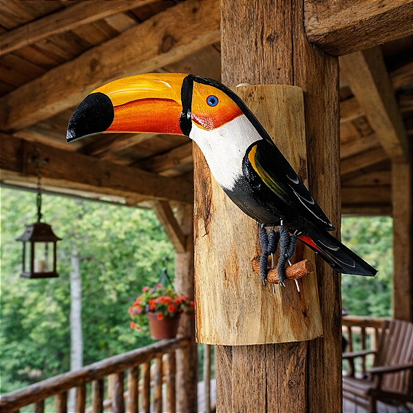 Tucano de madeira no Galho