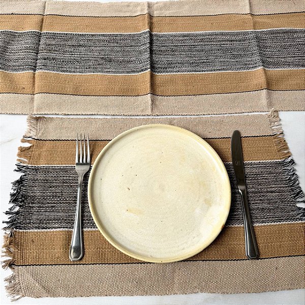 Jogo americano 7 peças - Caramelo, Cappuccino e Preto