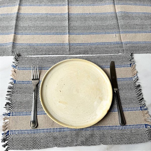 Jogo americano 7 peças - Azul e Cinza