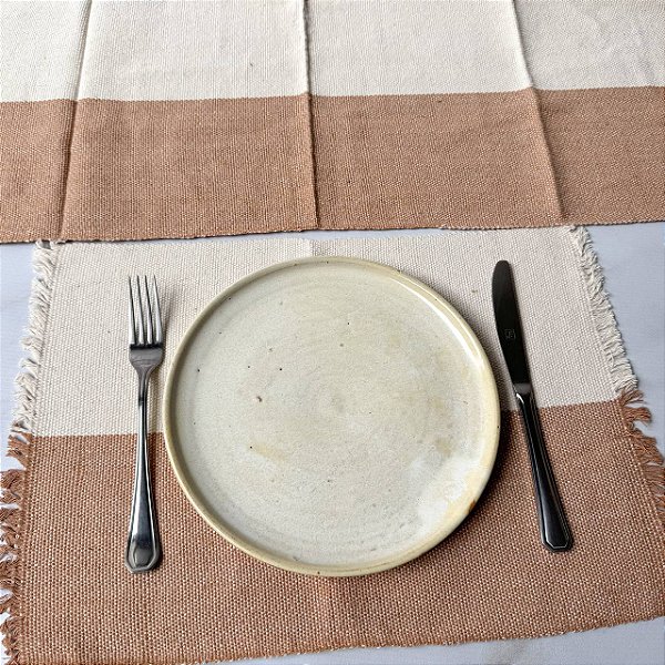 Jogo americano 7 peças - Cru e Caramelo