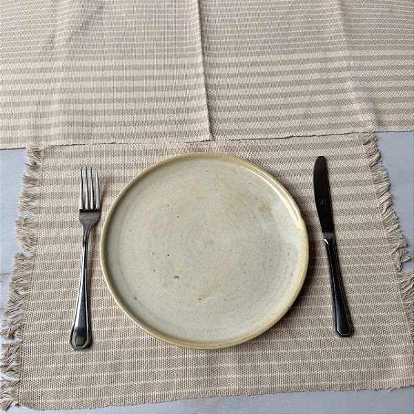 Jogo americano 7 peças - Listras Cru e Ocre