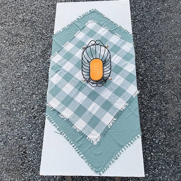 Dueto Toalhas de Mesa - Erva Doce e Xadrez Cru e Erva Doce