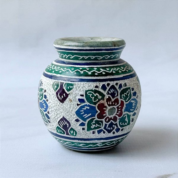 Mini Vaso em Pedra Sabão - Bordado