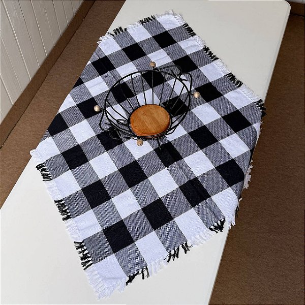 Toalha de Mesa 80cm x 80cm - Xadrez Preto e Branco
