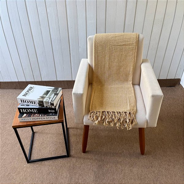 Manta P Mostarda e Cru Mescla - 1,40m x 2,40m