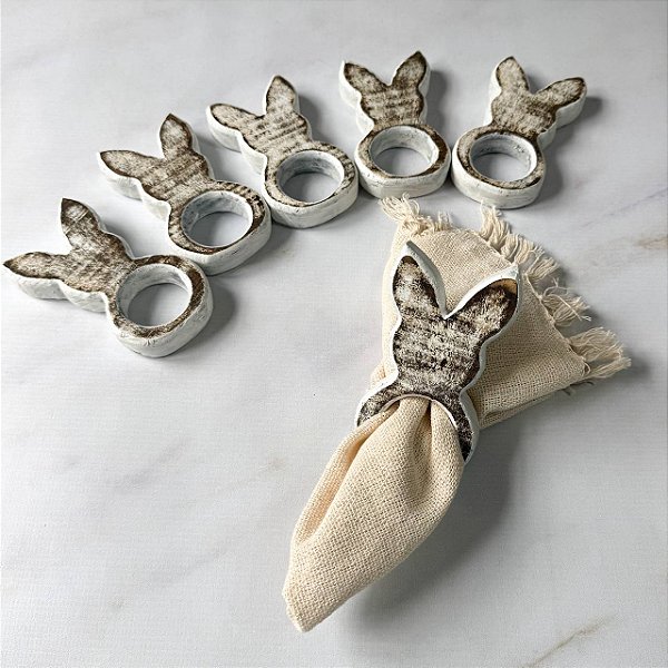 Jogo Anel de Guardanapo Coelho da Páscoa - 6 peças