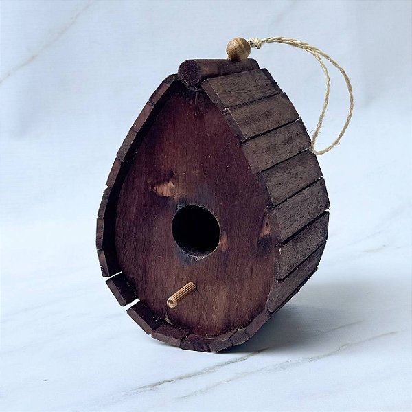 Casinha de Passarinho Rústica - Madeira Escura