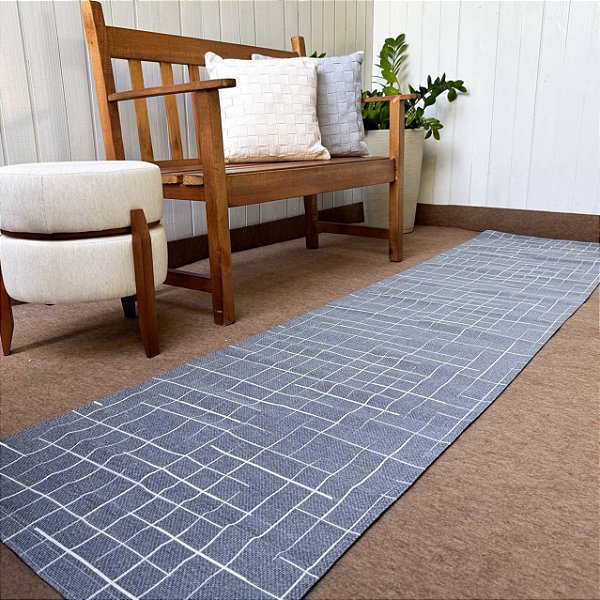 Passadeira Emborrachada 2,5m x 65cm - Risca Cinza