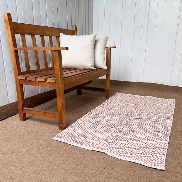 Beira Cama Boho - Cru com bordado Terracota