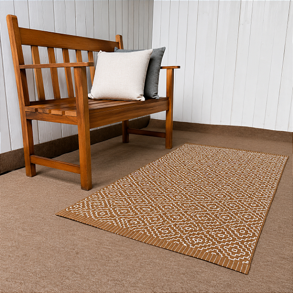 Beira Cama Boho - Caramelo com bordado Cru