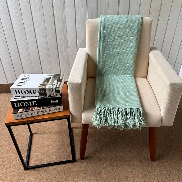 Manta G Menta com pesponto Cru - 2,2m x 2,6m