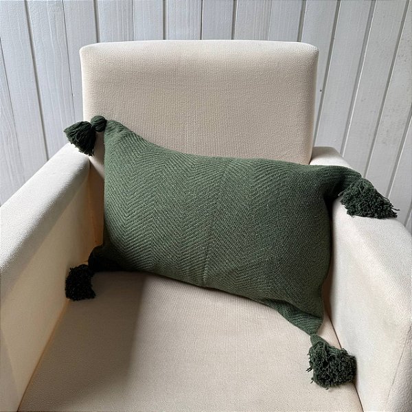 Capa de almofada palito pompom - Verde