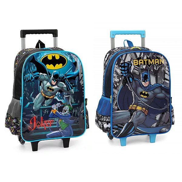 Mochila Escolar de Rodinha Batman e Coringa Masculina Infantil