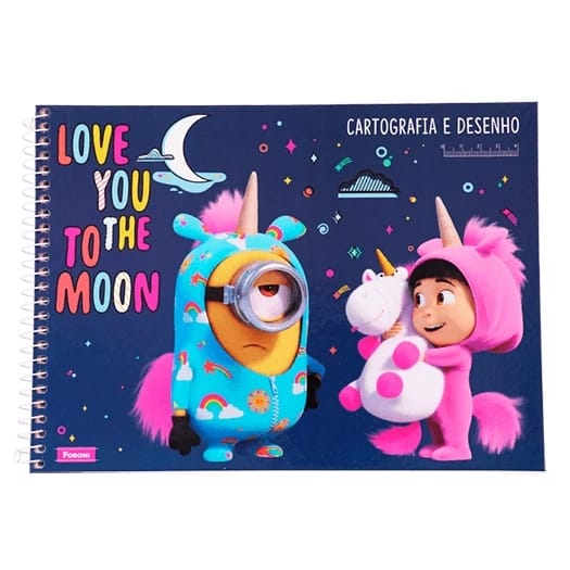 Caderno Cartografia Foroni Minions Meu Malvado Favorito C/ Adesivo