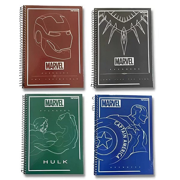 Kit 4 Cadernos StarSchool Avengers Marvel 80 Fls Espiral