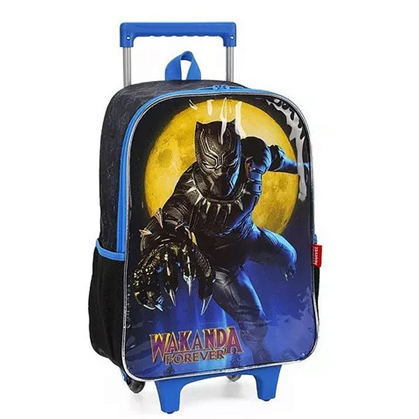Mochila Escolar Pantera Negra Rodinha Infantil Reforçada G