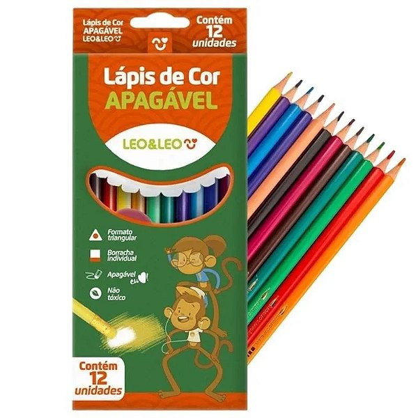 Lápis De Cor Leo & Leo Apagável 12 Cores