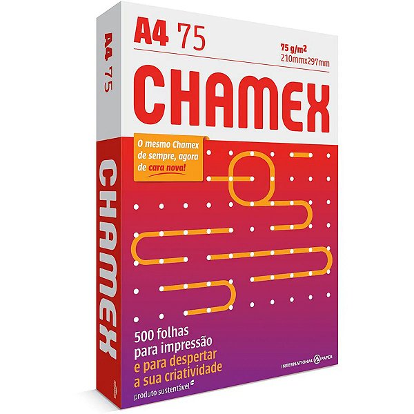 Papel Sulfite A4, 75g, 210mmx297mm Pacote com 500 Folhas, Chamex