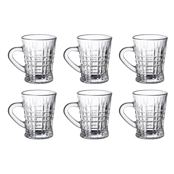 Jogo de 6 Xicaras Delicate Glassware Diamonds Xadrez Unik Home