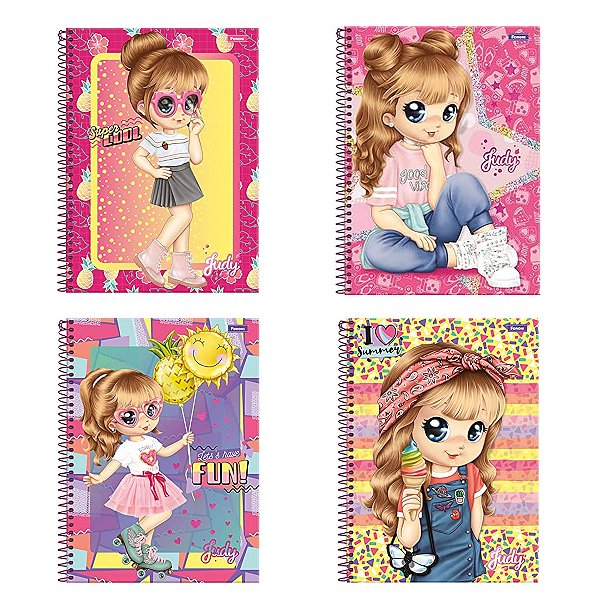 Caderno Judy Adesivo Foroni 10 Materias 200 Fls Espiral