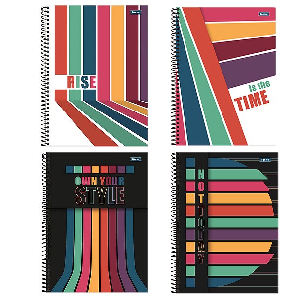 Caderno Em Power Ful Be Adesivo Foroni 10 Materias 160 Fls Espiral