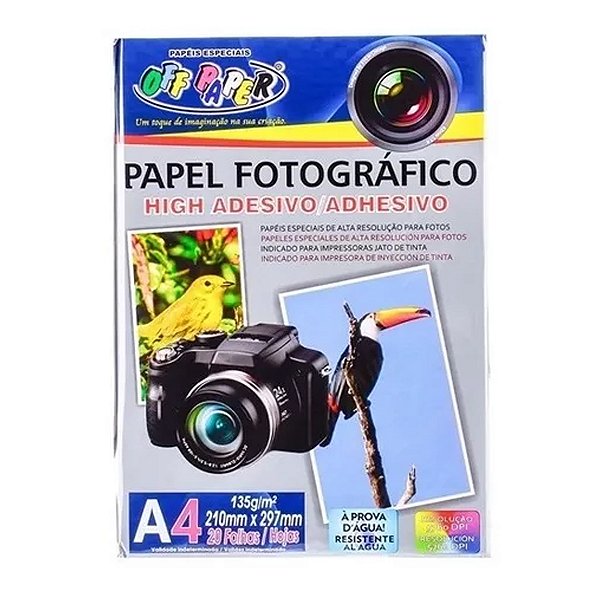 Papel Fotográfico Adesivo A4 135g 20 Folhas Á Prova D´agua