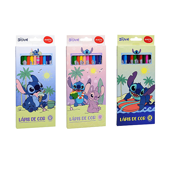 Lápis de Cor Lilo & Stitch 12 Cores MoLin