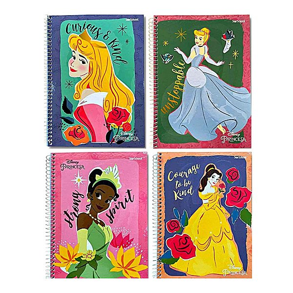 Cadernos Jandaia Princesas Disney 80 Fls 1 mat Espiral Sortida