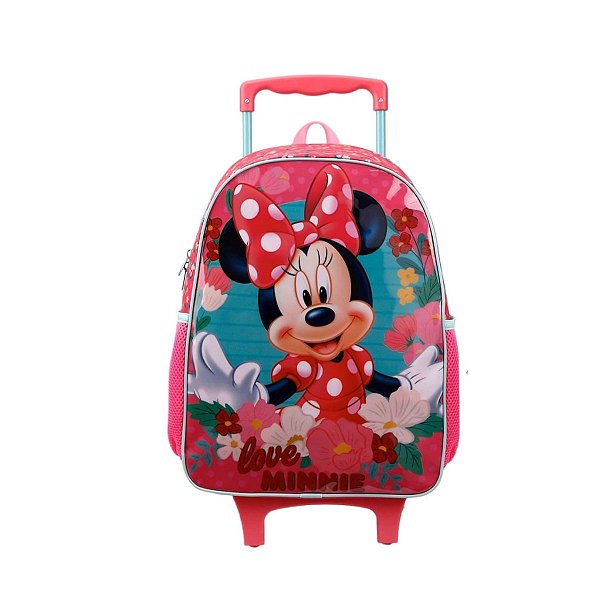 Mochila Escolar de Rodinha Disney Minnie Infantil Xeryus